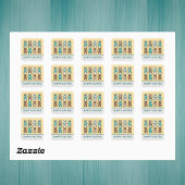 Cowgirl Leopard Print Blue Brown Easter Bunnies   Vierkante Sticker