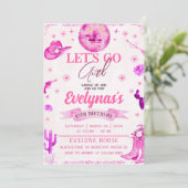 Cowgirl Lets Go Feest Uitnodiging (Staand voorkant)