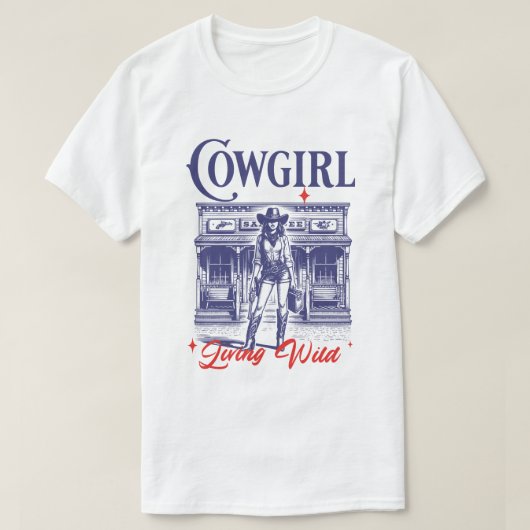 Cowgirl Living Wild West T-shirt (Design voorkant)