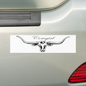 Cowgirl Longhorn Bumpersticker (Op auto)
