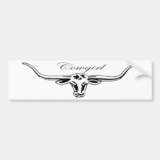 Cowgirl Longhorn Bumpersticker (Voorkant)
