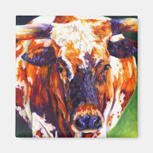 Cowgirl - Longhorn Koe Magnet (Voorkant)
