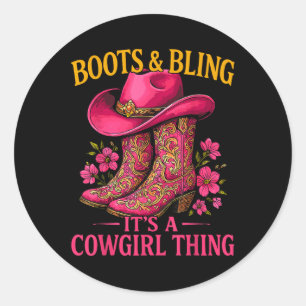 Cowgirl Lover Boots en Bling is een Cowgirl ding Ronde Sticker