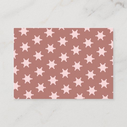 Cowgirl Luier Raffle Kaart Roze Western Thema (Achterkant)