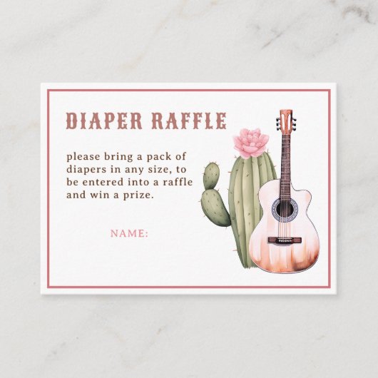 Cowgirl Luier Raffle Kaart Roze Western Thema (Voorkant)