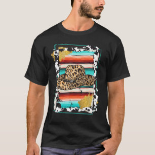 COWGIRL Luipaard Koe Patroon Print Serape Rodeo T-shirt