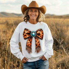 Cowgirl Luipaard Leren Boog Trui