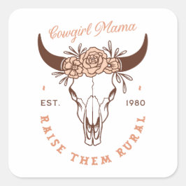 Cowgirl mama country mama sahm fokt ze landelijk o vierkante sticker