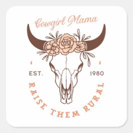 Cowgirl mama country mama sahm fokt ze landelijk o vierkante sticker