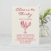 Cowgirl Martini Cheers to Thirty 30th Birthday Kaart (Staand voorkant)