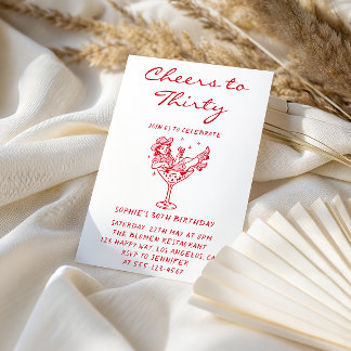 Cowgirl Martini Cheers to Thirty 30th Birthday Kaart