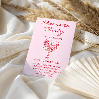 Cowgirl Martini Cheers to Thirty 30th Birthday Kaart