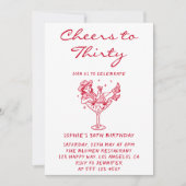 Cowgirl Martini Cheers to Thirty 30th Birthday Kaart (Voorkant)