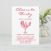 Cowgirl Martini Cheers to Thirty 30th Birthday Kaart (Staand voorkant)