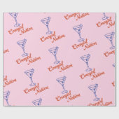 Cowgirl Martini Hand-Drawn Pink Gift Cadeaupapier (Vlak)