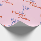 Cowgirl Martini Hand-Drawn Pink Gift Cadeaupapier (Hoek)