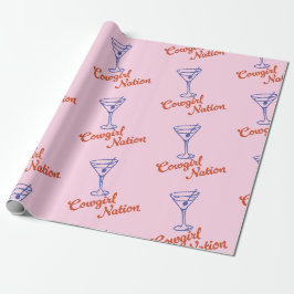 Cowgirl Martini Handgetekende Roze Cadeau Cadeaupapier
