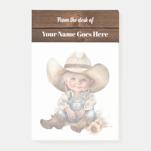 Cowgirl meisje met stetson cowboy pet schattig post-it® notes (Voorkant)