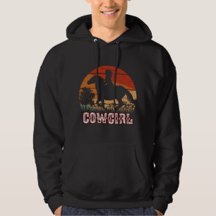 Cowgirl Meisje Paardrijden Vintage Stijl Rodeo Tex Hoodie