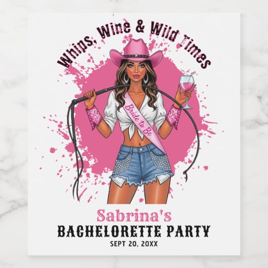 Cowgirl Meisjes Voor Het Huwelijk Zwepen Wijn & Wi Wijn Etiket (Enkel label)