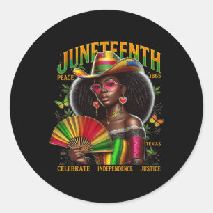 Cowgirl Melanin Meisje Juneteenth 1865 Zwarte Trot Ronde Sticker