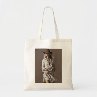  cowgirl met boho accenten op wit tote bag
