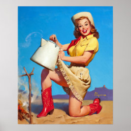 Cowgirl met Coffee Pin Up Poster
