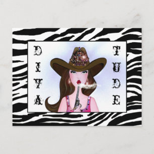 Cowgirl met "DIVAtude" Briefkaart