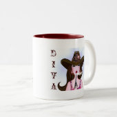 Cowgirl met DIVAtude-Mok Tweekleurige Koffiemok (Voorkant rechts)