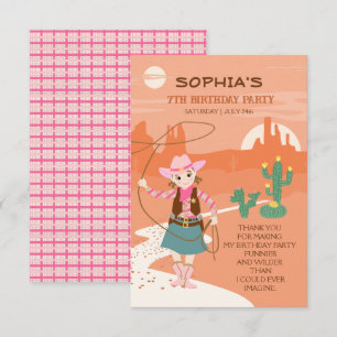 Cowgirl met een lasso en cactussen Kids Verjaardag Bedankkaart