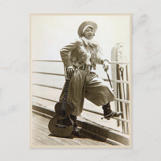  Cowgirl met gitaar Foto Briefkaart (Voorkant)