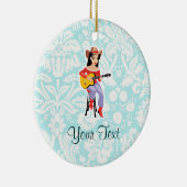 Cowgirl met Guitar; Cute Keramisch Ornament (Rechts)
