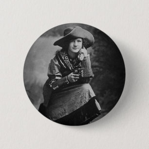Cowgirl met haar zes schutter Ronde Button 5,7 Cm