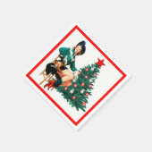  cowgirl met kerstboom op wit servet (Hoek)