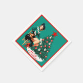  cowgirl met kerstboom vrolijk kerstfeest servet (Hoek)