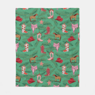 Cowgirl met kerstcadeautje Yeehaw Fleece Blanket