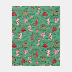 Cowgirl met kerstcadeautje Yeehaw Fleece Blanket Deken