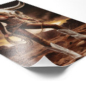  cowgirl met Koe schedel Foto Afdruk (Hoek)