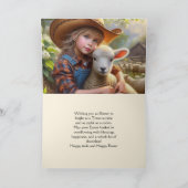 Cowgirl met Lam Westerne Paasvakantie Kaart (Binnen)