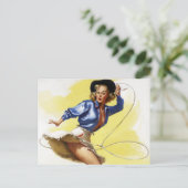 Cowgirl met Lasso Pin Up Briefkaart (Staand voorkant)