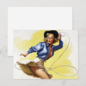 Cowgirl met Lasso Pin Up Briefkaart (Voorkant / Achterkant)
