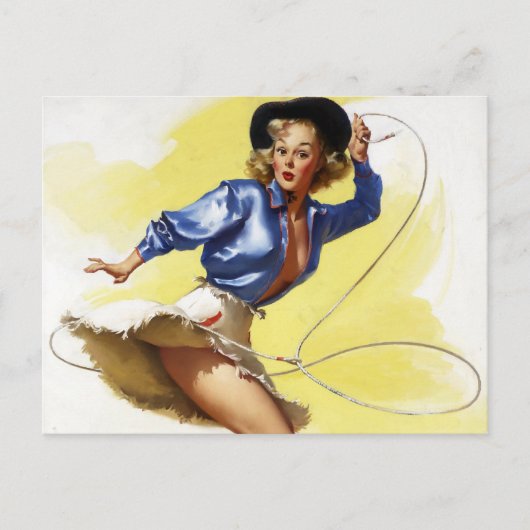Cowgirl met Lasso Pin Up Briefkaart (Voorkant)