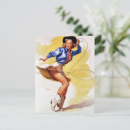 Cowgirl met Lasso Pin-Up Briefkaart (Staand voorkant)