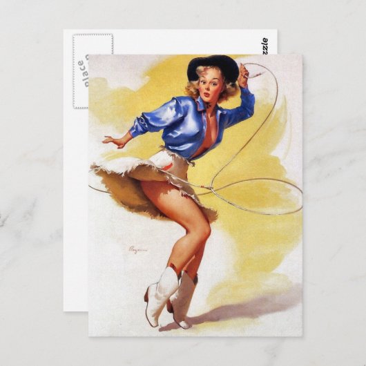 Cowgirl met Lasso Pin-Up Briefkaart (Voorkant / Achterkant)