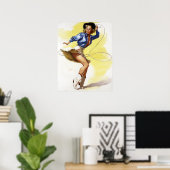 Cowgirl met Lasso Pin Up Poster (Thuiskantoor)