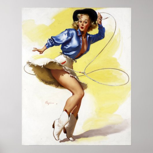 Cowgirl met Lasso Pin Up Poster (Voorkant)