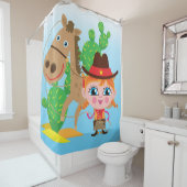 Cowgirl met paard douchegordijn (In situ)