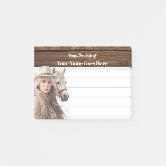 Cowgirl met Stetson waterverf paard western Post-it® Notes (Voorkant)