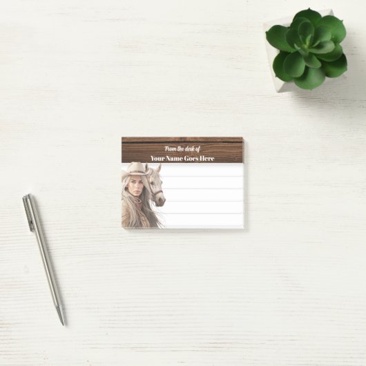 Cowgirl met Stetson waterverf paard western Post-it® Notes (Kantoor)