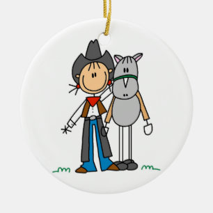 Cowgirl met T-shirts voor paarden en cadeautjes Keramisch Ornament